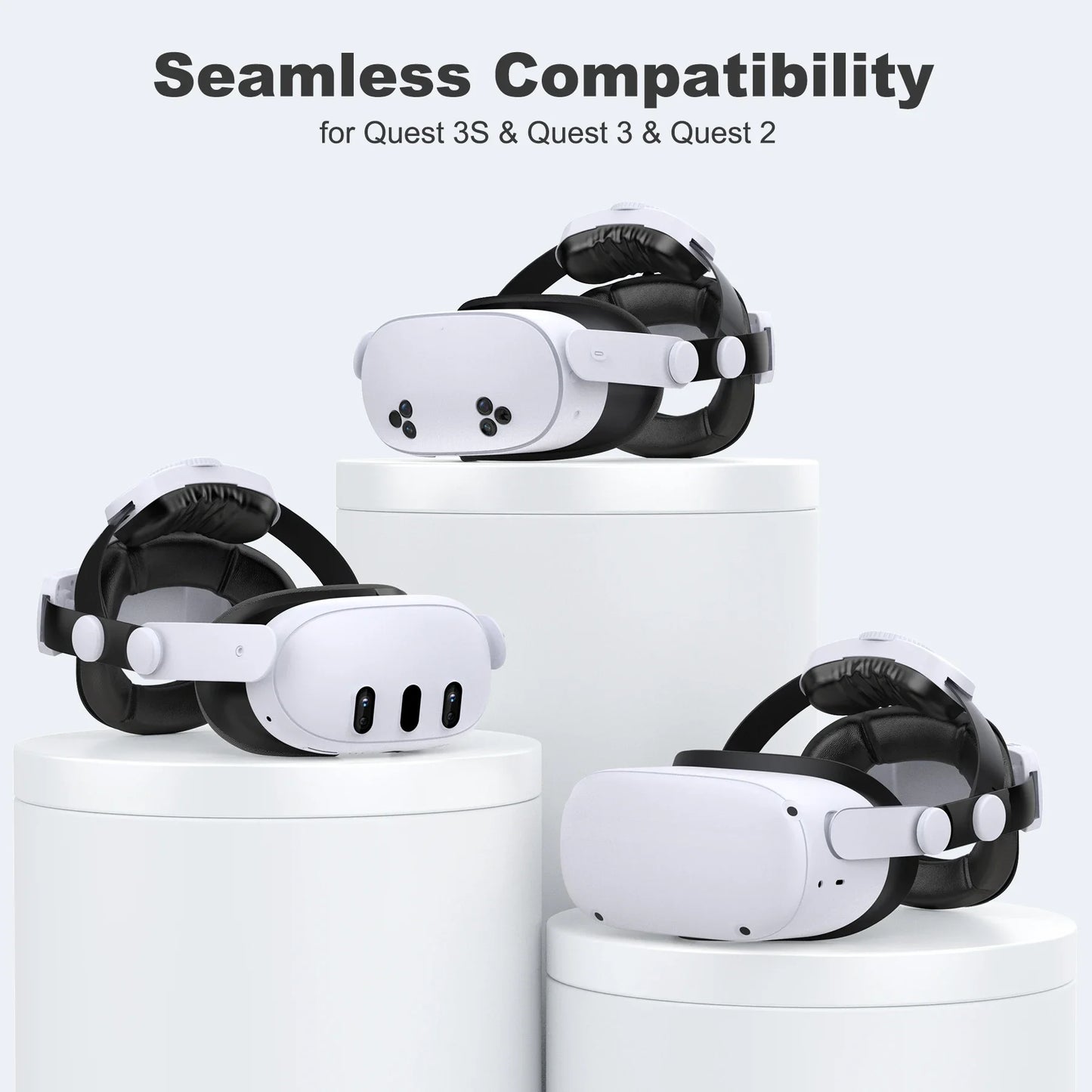 BEBONCOOL MQ2004 with 7500mAh Rechargable Battery Head Strap for Meta Quest 2/Quest 3/Quest 3S & VR Accessories Enhance Support