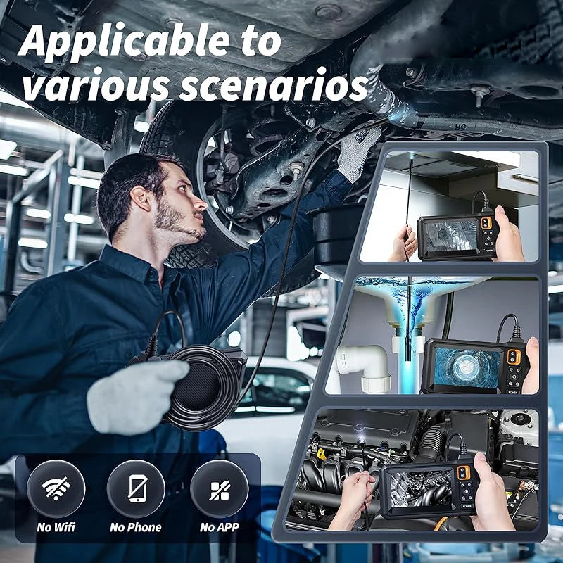 4.3IPS Screen Endoscope Camera HD 1080P Car Inspection Borescope with 8LEDS IP67 Waterproof Snake Camera for Checking Car Sewer