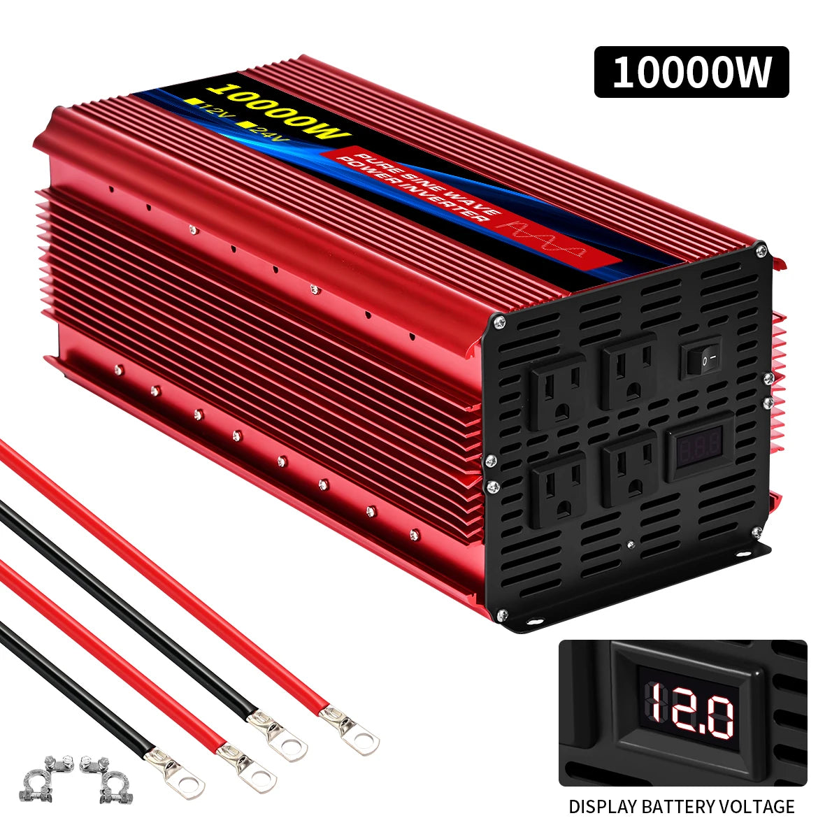 Pure Sine Wave Inverter 5000W 6000W 7000W 8000W 10000W DC To AC 12V  110V   Portable Power Voltage Converter Car Solar Inverter