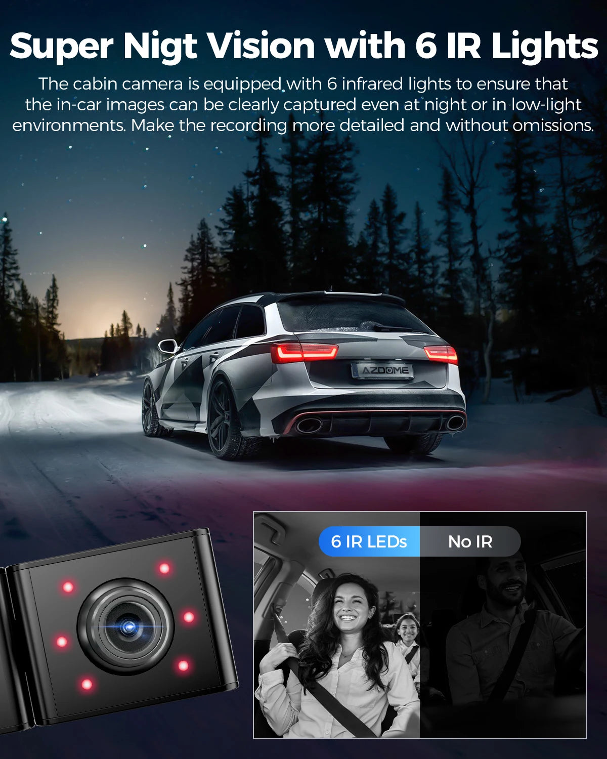 AZDOME Dash Cam M590 4K WDR Built-in GPS Wifi Car DVR 3-channel Record Loop Recording 24H Parking Monitor Support Rear Cam