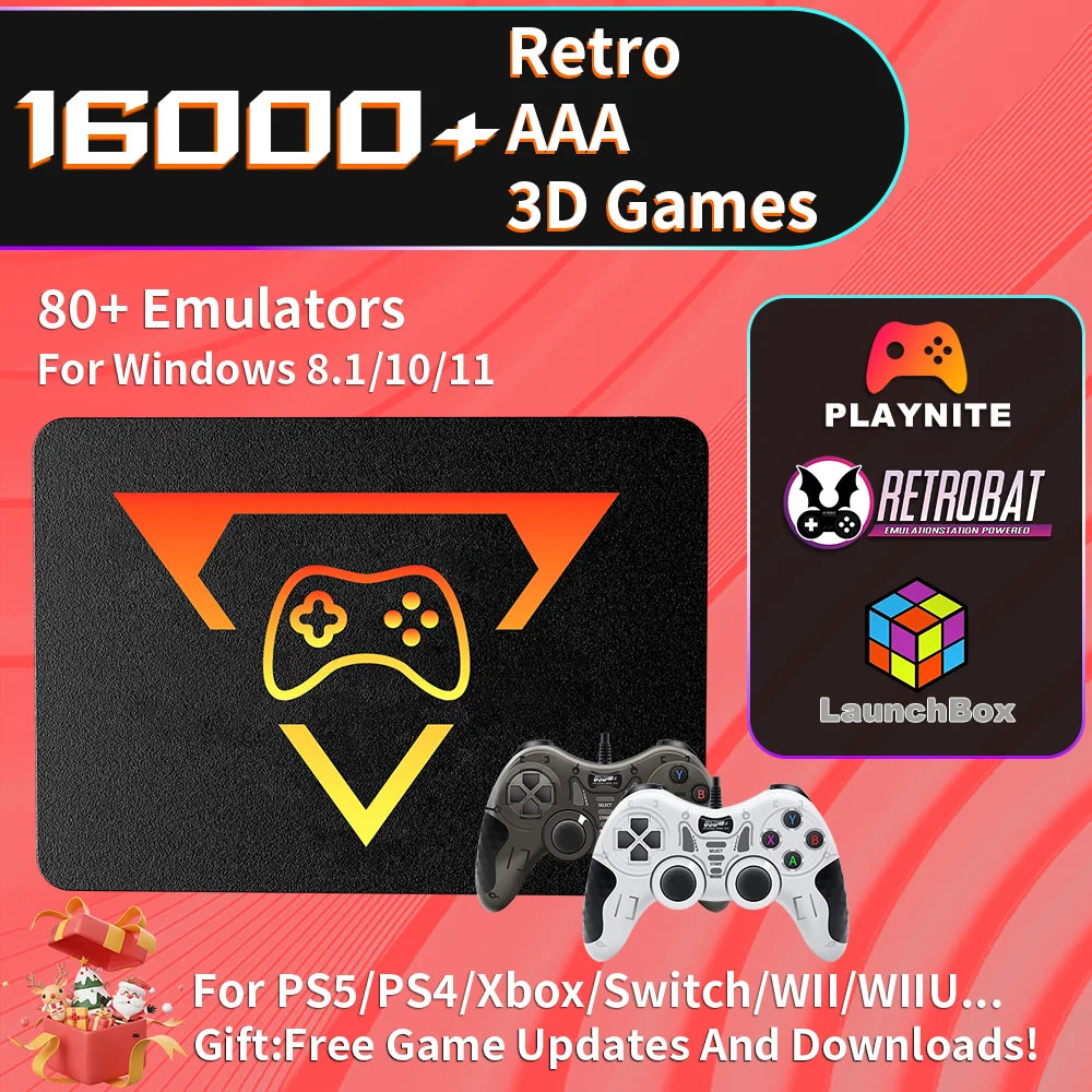 Portable Retro Game SSD PlayZone 1TB Launchbox/Playnite/Retrobat Emulator Game HDD For PS5/Xbox/Switch/PS4/PS3 With 16000+ Games