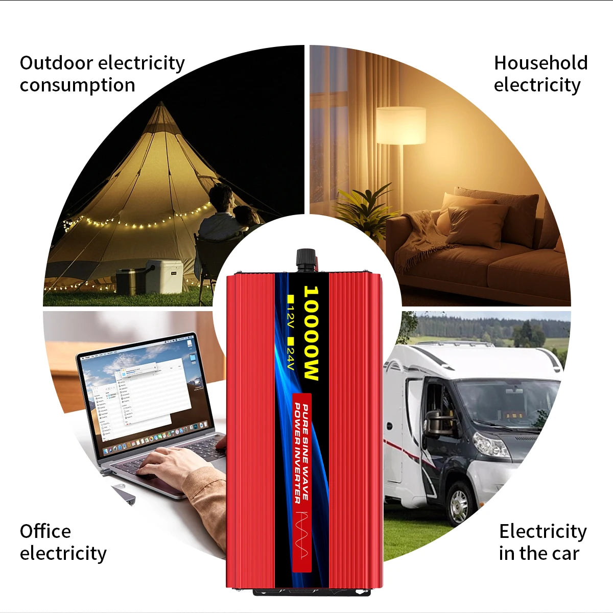 Pure Sine Wave Inverter 5000W 6000W 7000W 8000W 10000W DC To AC 12V  110V   Portable Power Voltage Converter Car Solar Inverter