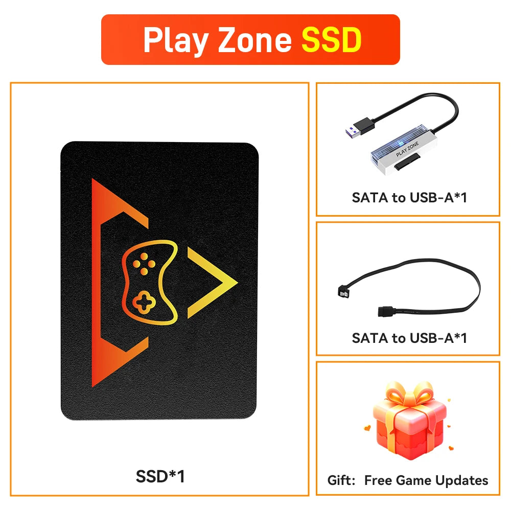 Portable Retro Game SSD PlayZone 1TB Launchbox/Playnite/Retrobat Emulator Game HDD For PS5/Xbox/Switch/PS4/PS3 With 16000+ Games