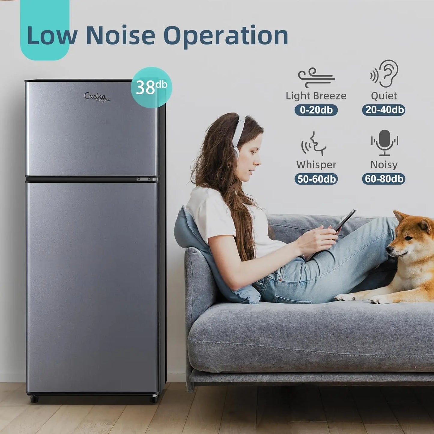 4.2 Cu.Ft Small Refrigerator with Freezer, Mini Fridge Double Door,Energy-Efficient, Large Capacity, Ideal for Office, Dorm