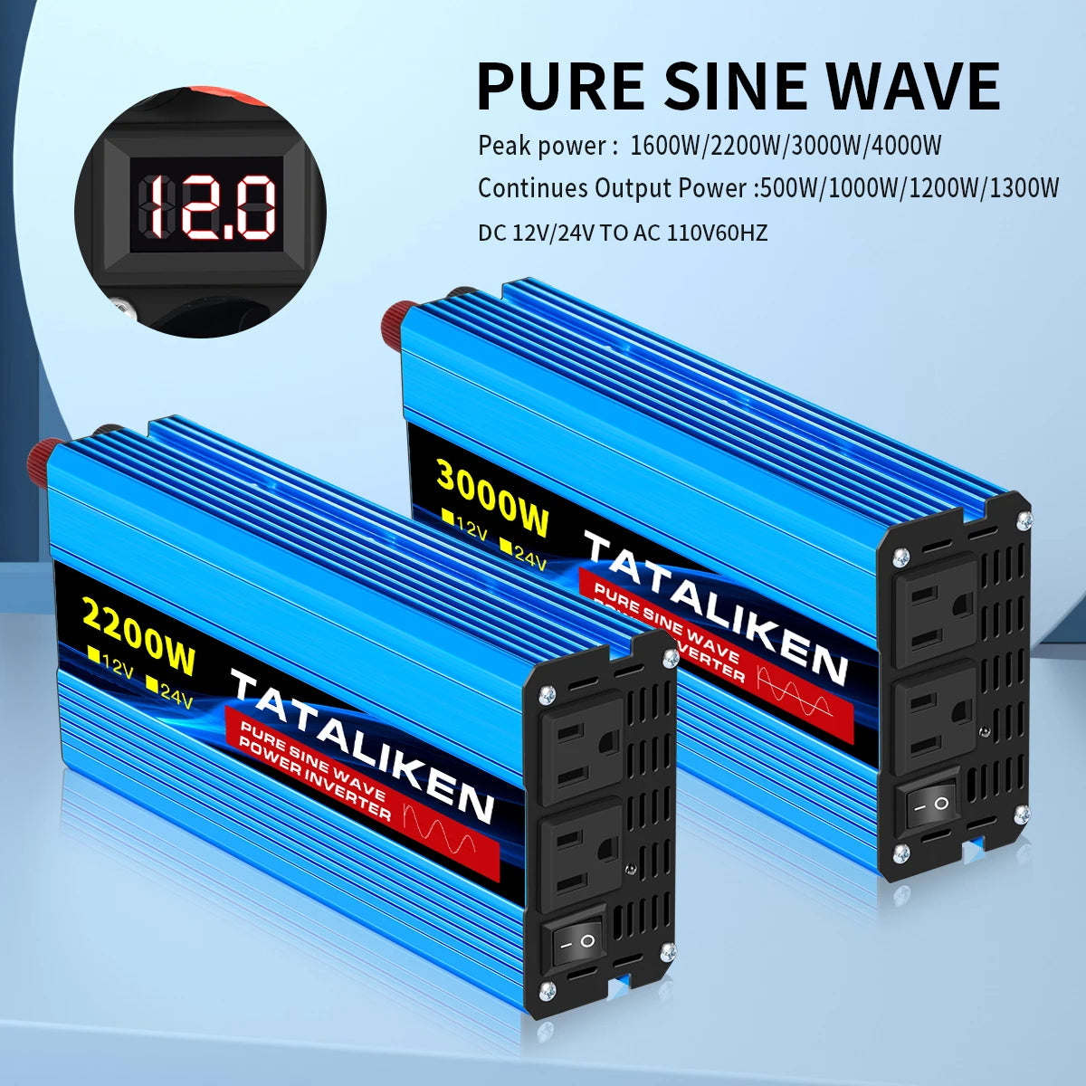 Pure Sine Wave Inverter 5000W 6000W 7000W 8000W 10000W DC To AC 12V  110V   Portable Power Voltage Converter Car Solar Inverter
