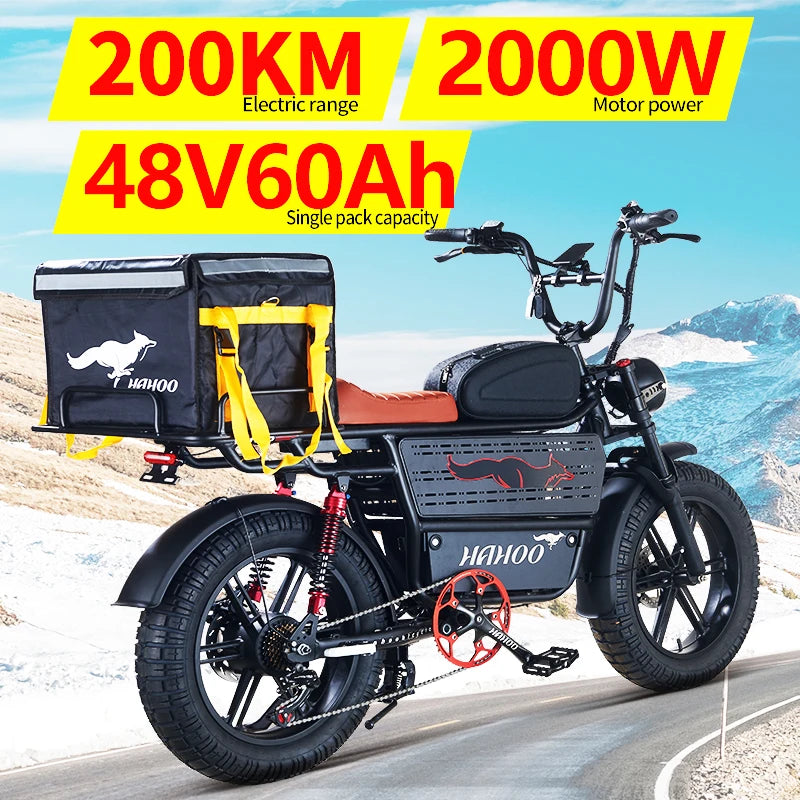 HAHOO H20 20 inches adult electric mountain bike 2000W brushless motor 48V 60Ah ebike dual suspension off road tyre bicycle