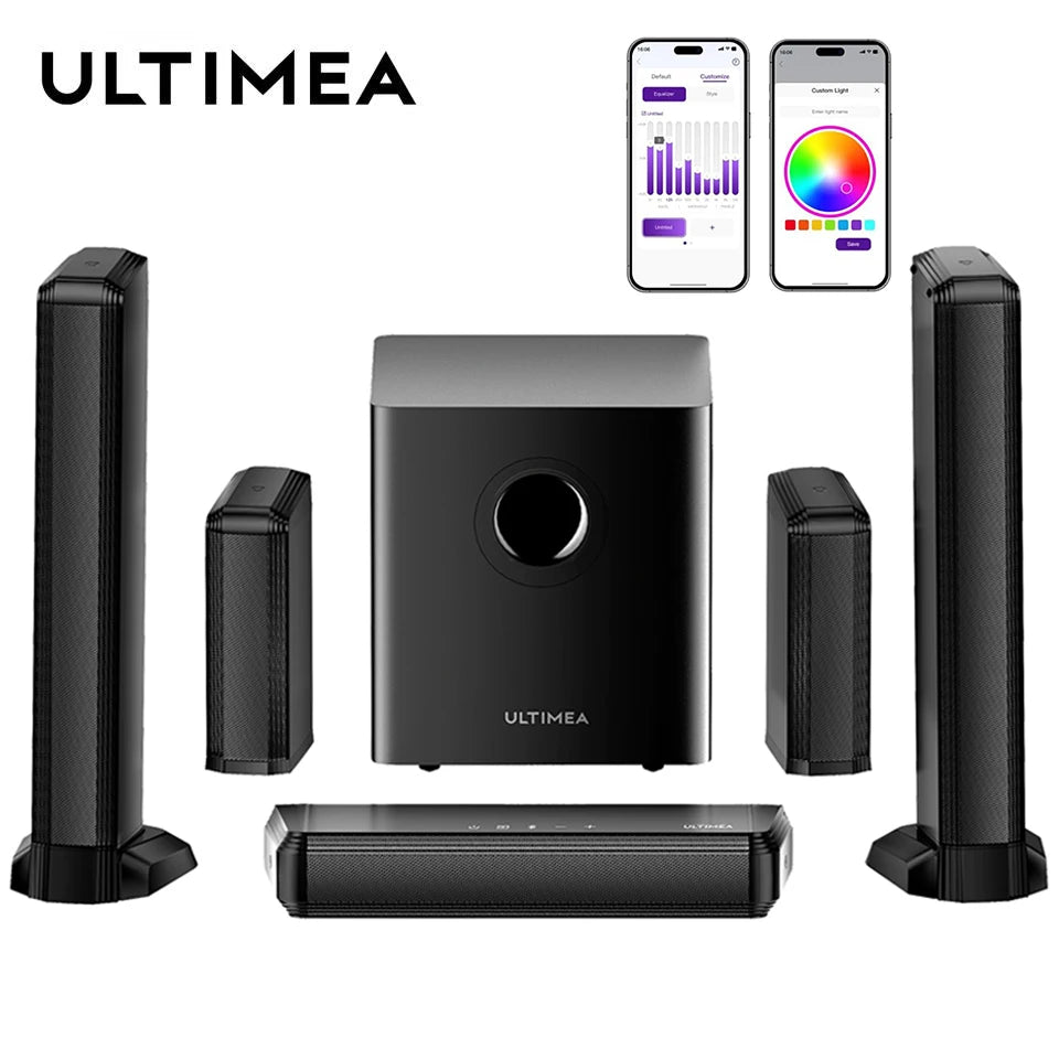 ULTIMEA 7.1 Surround Sound Bar with 2 Surround Speakers & 6.5" Subwoofer, Surround Sound System for TV with RGB, APP Control