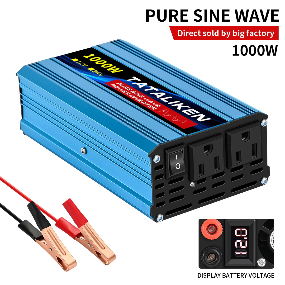 Pure Sine Wave Inverter 5000W 6000W 7000W 8000W 10000W DC To AC 12V  110V   Portable Power Voltage Converter Car Solar Inverter