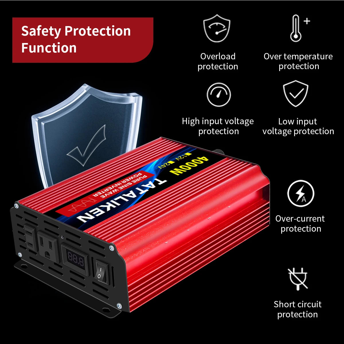 Pure Sine Wave Inverter 5000W 6000W 7000W 8000W 10000W DC To AC 12V  110V   Portable Power Voltage Converter Car Solar Inverter