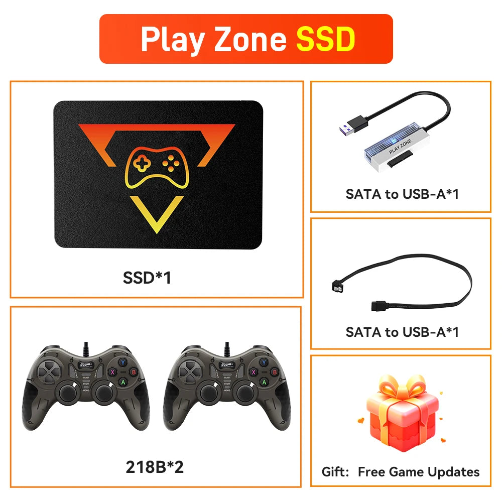 Portable Retro Game SSD PlayZone 1TB Launchbox/Playnite/Retrobat Emulator Game HDD For PS5/Xbox/Switch/PS4/PS3 With 16000+ Games