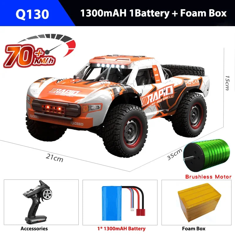 1:14 70KM/H 4WD RC Car With Light Brushless Motor Remote Control Cars High Speed Drift Monster Truck Toys for Adults Kids