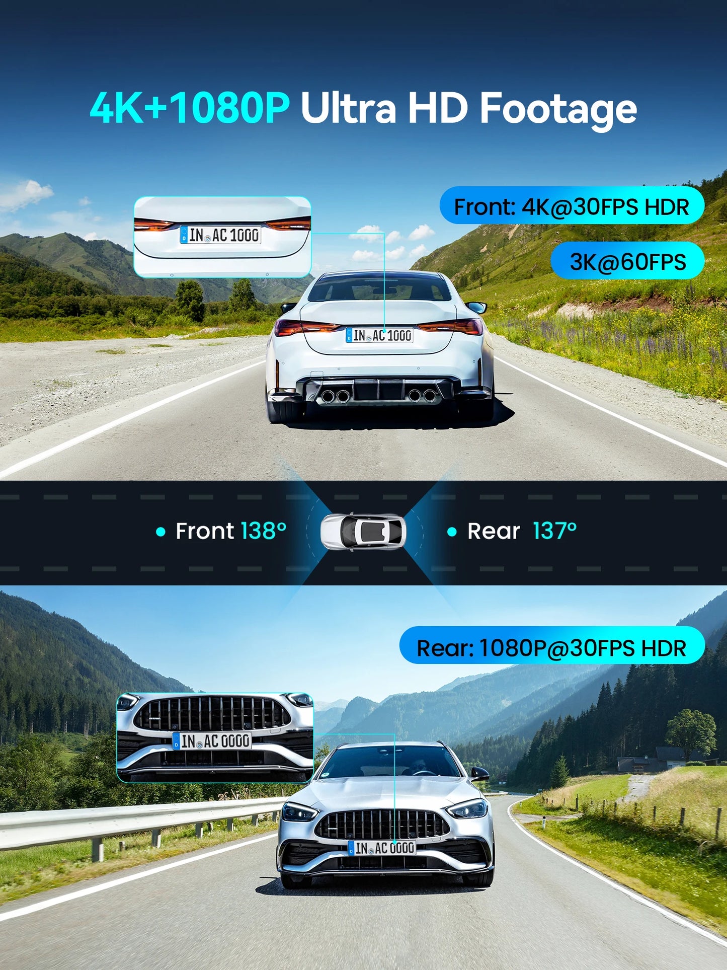 2025 New DDPAI 4K Dash Cam Z60 Pro Support Front and Rear Car Camera SONY STARVIS2 678 Sensor 5GHz Wi-Fi GPS ADAS Car DVR