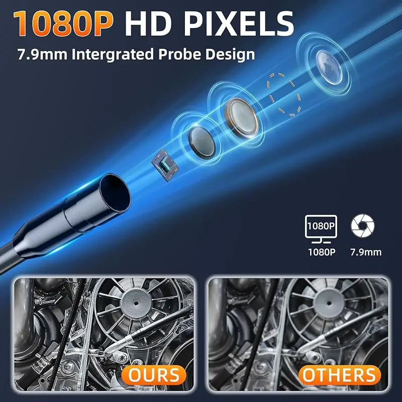 4.3IPS Screen Endoscope Camera HD 1080P Car Inspection Borescope with 8LEDS IP67 Waterproof Snake Camera for Checking Car Sewer