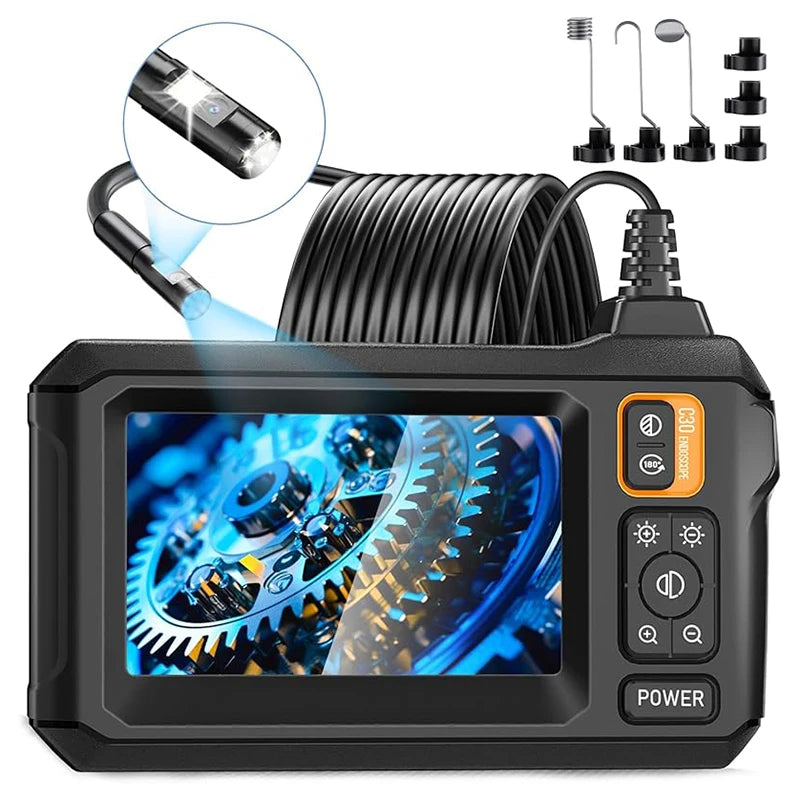 4.3IPS Screen Endoscope Camera HD 1080P Car Inspection Borescope with 8LEDS IP67 Waterproof Snake Camera for Checking Car Sewer