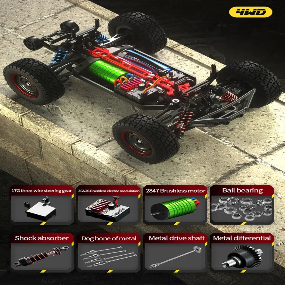 1:14 70KM/H 4WD RC Car With Light Brushless Motor Remote Control Cars High Speed Drift Monster Truck Toys for Adults Kids
