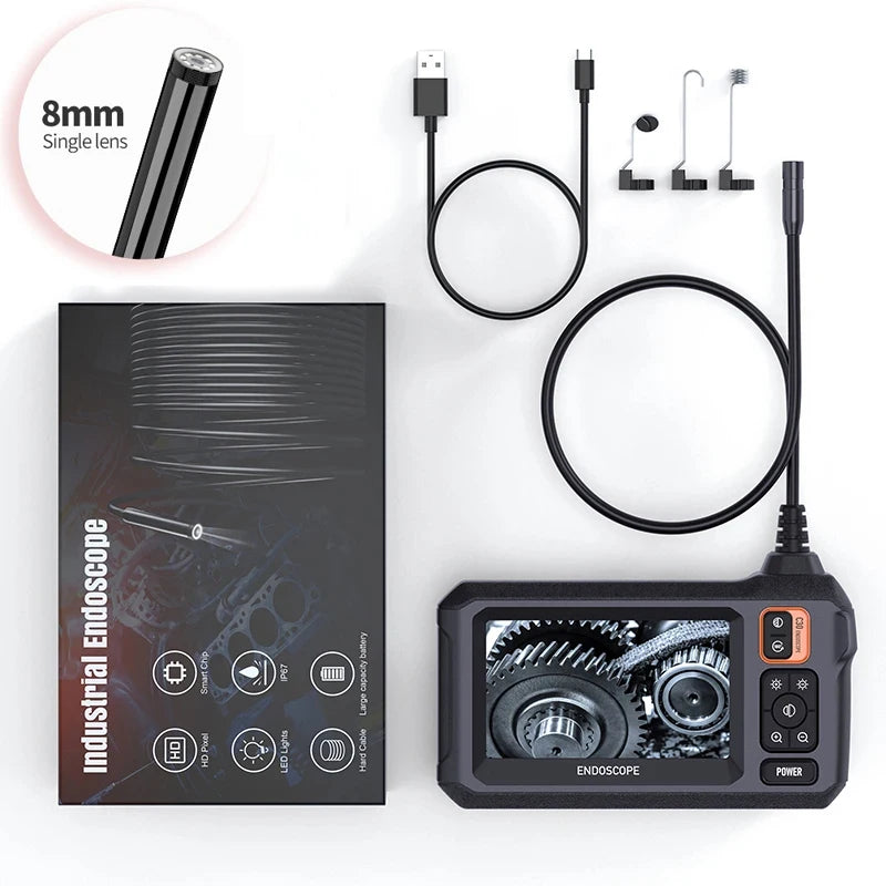 4.3IPS Screen Endoscope Camera HD 1080P Car Inspection Borescope with 8LEDS IP67 Waterproof Snake Camera for Checking Car Sewer