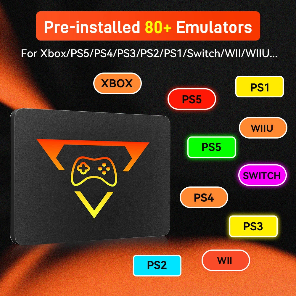 Portable Retro Game SSD PlayZone 1TB Launchbox/Playnite/Retrobat Emulator Game HDD For PS5/Xbox/Switch/PS4/PS3 With 16000+ Games