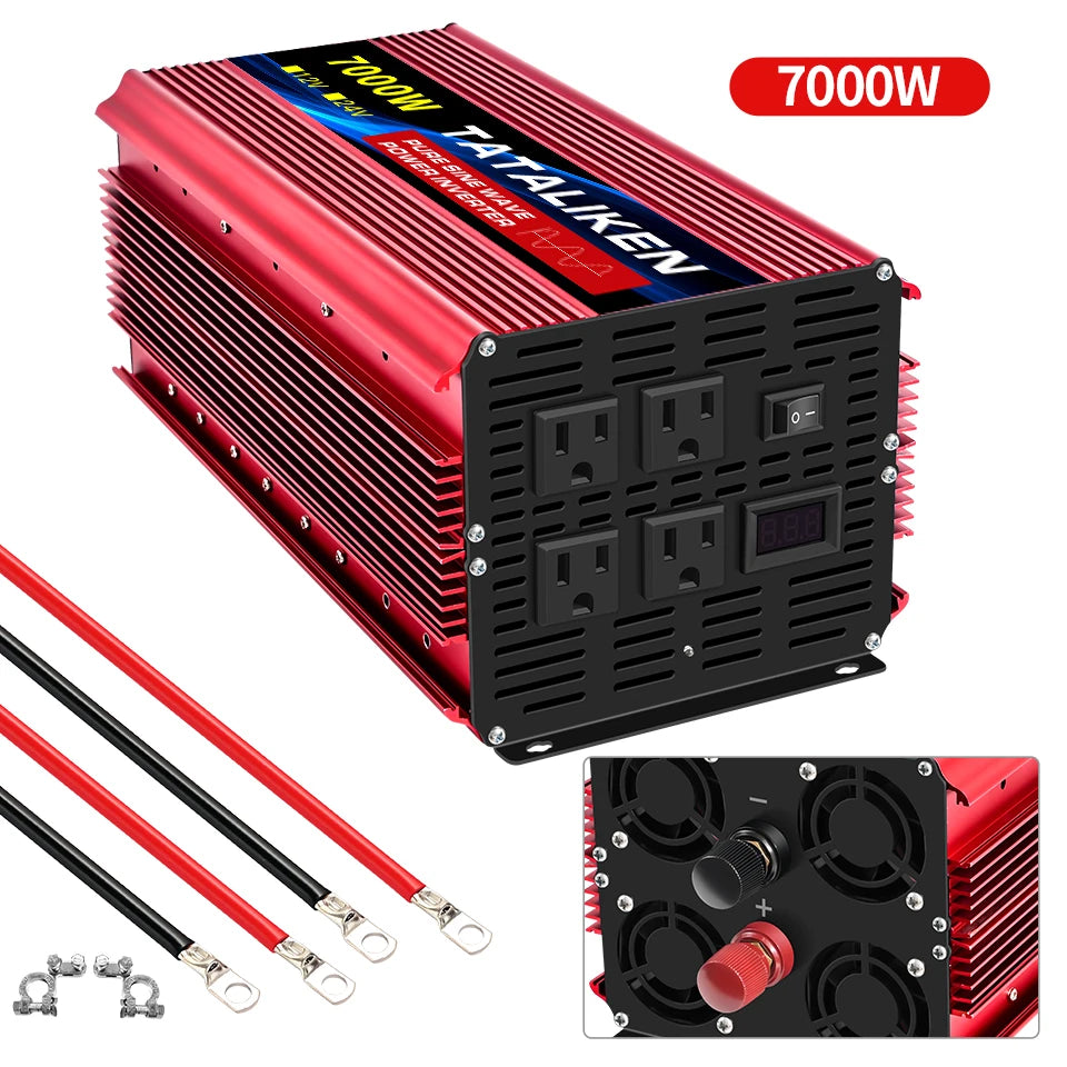 Pure Sine Wave Inverter 5000W 6000W 7000W 8000W 10000W DC To AC 12V  110V   Portable Power Voltage Converter Car Solar Inverter